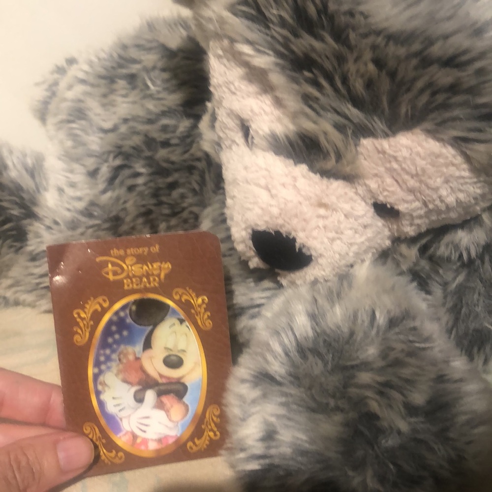 Pre-Duffy Walt Disney World, hidden Mickey bear, grey, laying down